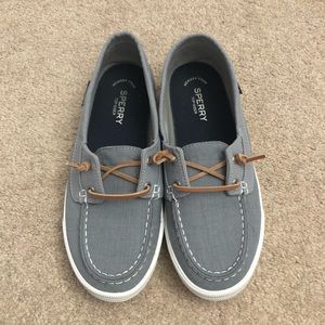 Women’s sperrys boat shoes, color: bluish- gray